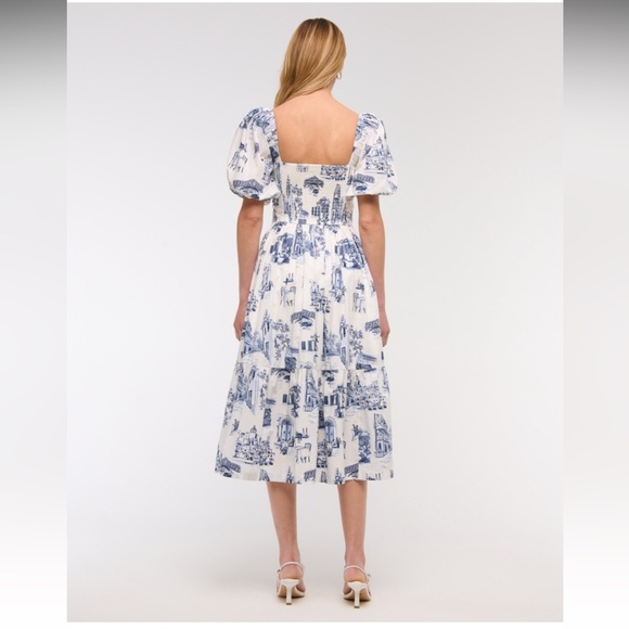 NWT A&F Emerson Poplin Puff Sleeve Midi Dress - Picture 5 of 11